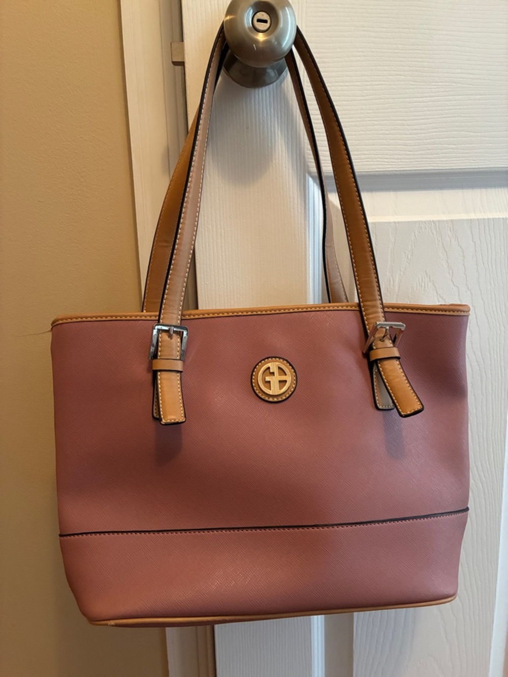 Giani Bernini Rose Taupe Tote with Tan Trim